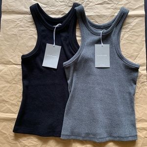 Everlane The Ribbed Cutaway Tank, 2 Pieces—Black + Grey, NWT, XS